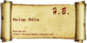 Holop Béla névjegykártya